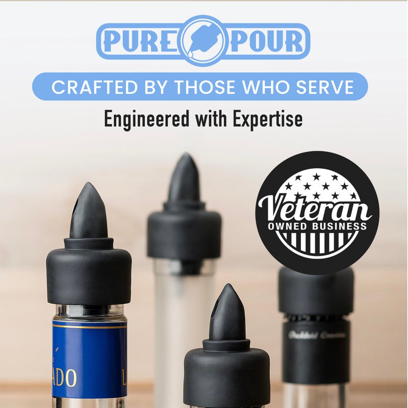 Pure Pour The Pure Pour Liquor Bottle Pourers - Leak-Proof Pour Spouts with Dust Caps â€“ Fits Most Alcohol, Syrup, Olive Oil & Vinegar Bottles â€“ Dishwasher Safe - 10 Pack - Image 5